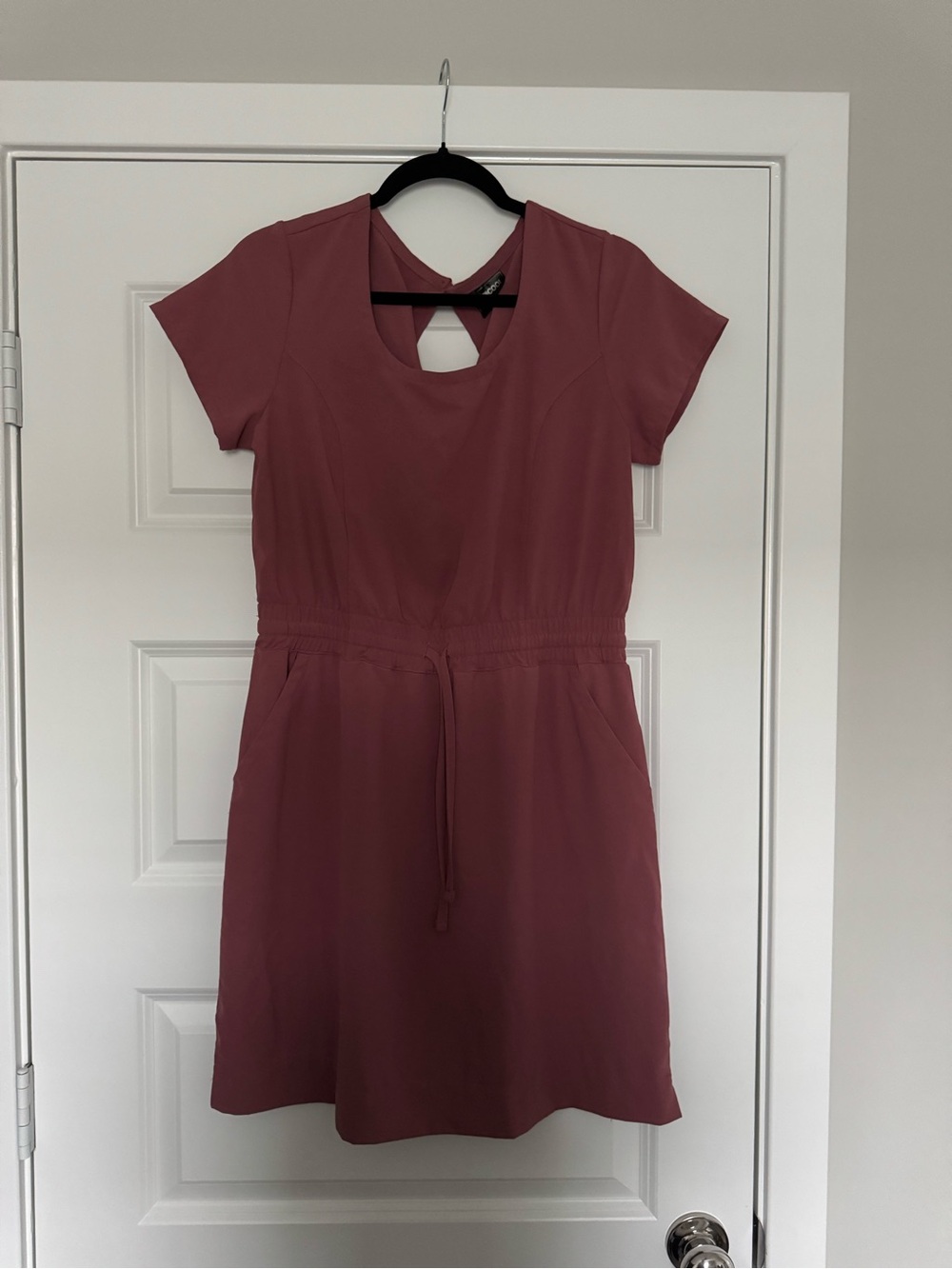Casual Drawstring Waist Mini Dress in Dusty Rose